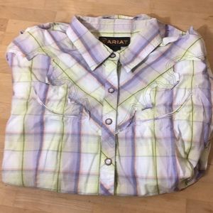 Light Purple and Green Long Sleeved Dress Shirt